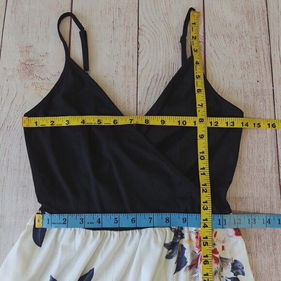 V Neck Spaghetti Strap Floral Long Maxi Dress with Pockets sz S - Picture 6 of 8